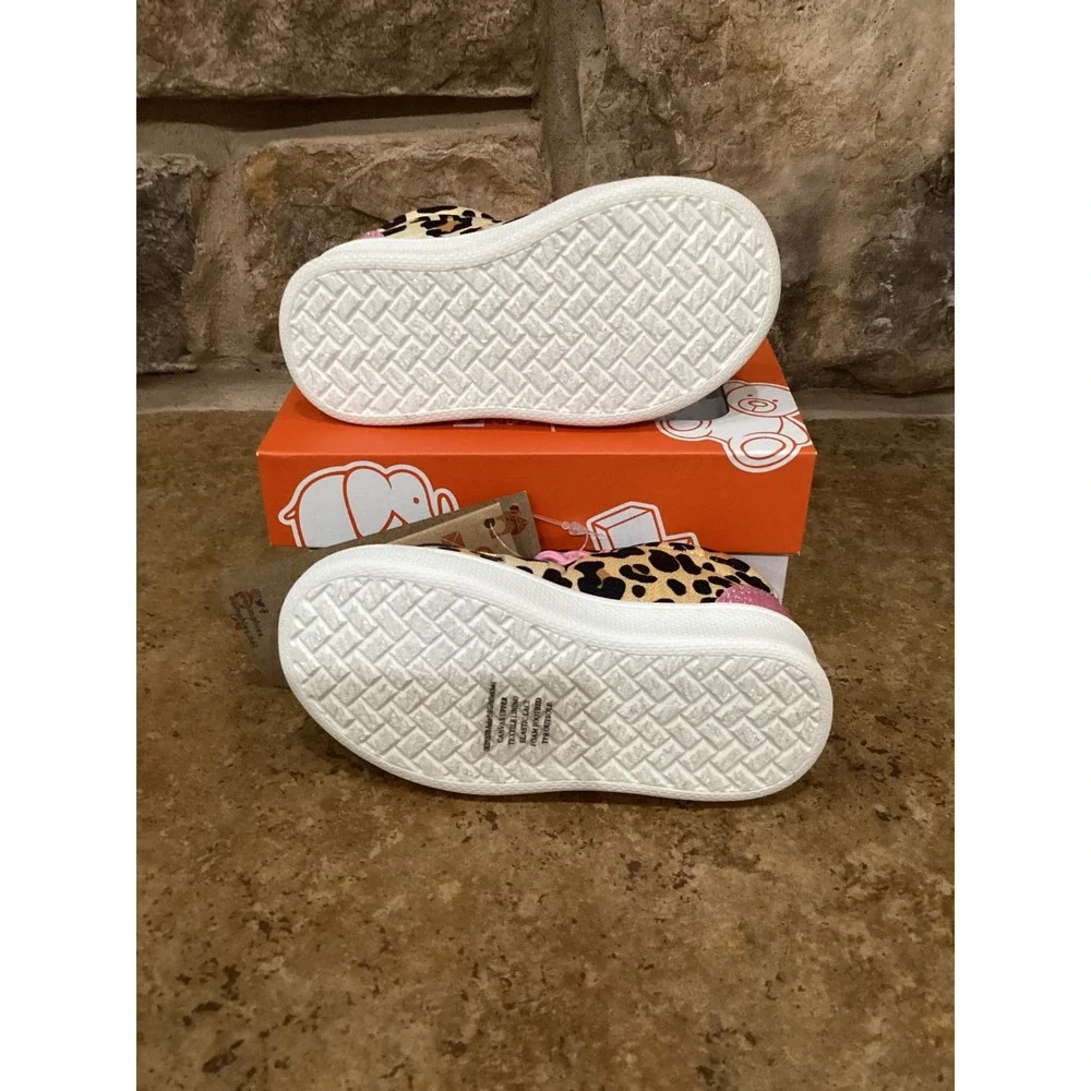 Oomphies Parker Crib Toddler Girls Cheetah Pink Glitter Shoes Size 3T New